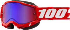100-PERCENT ACCURI 2 SNOWMOBILE GOGGLE NEON RED MIRROR RED/BLUE LENS