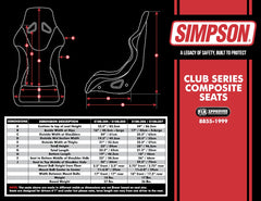 Simpson Racing Club Series Seat 16" Large - Black Vinyl/Cloth - FIA 8855-1999