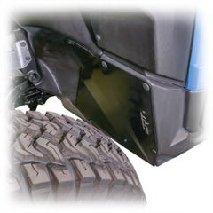 Installed view of inner fender shields on a Polaris adventure UTV
