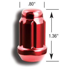 Gorilla Small Diameter Spline Acorn Lug Nut - 12mm x 1.50 Thread Size - Red Painted Finish - Bulk (21138RD)