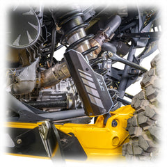 6061-T6 aluminum shock guards for Maverick R / X3 rear suspension, black military-grade anodized