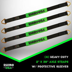 Rhino USA Axle Tie Down Straps (4-Pack) 2In X 38In - Black RNO-AXLESTRAPS