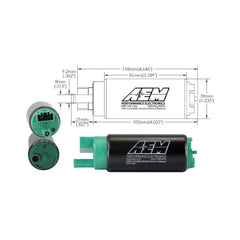 AEM High Flow In-Tank Fuel Pump 340LPH @ 40 psi - Offset Inlet - E85 Compatible