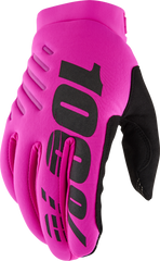 100-PERCENT BRISKER WOMEN'S GLOVES NEON PINK/BLACK MD