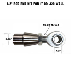 Sway Bar Link Fab Kit - 1/2" Chromoly Heim - 1" OD Tubing