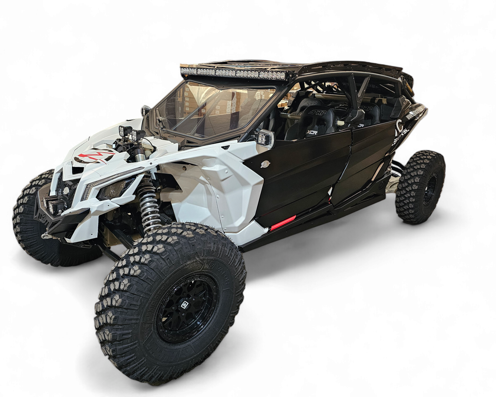 Billet aluminum badge detail on Can-Am X3 EOD Volt door