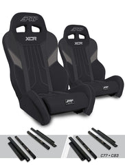 PRP XCR Suspension Seats Kit for Polaris General, RZR S 900, 900 Trail, Trail, XP 1000, Turbo, Turbo S, RS1 (Pair), Black & Gray A8001-PORXP-C83-203