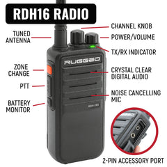Rugged IMSA Driver Only Long Track Racing Communication Kit with RDH16 Radio