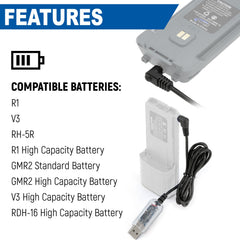 Rugged USB Charging Cable for R1 - V3 - GMR2 and GMR2 PLUS Handheld Radios