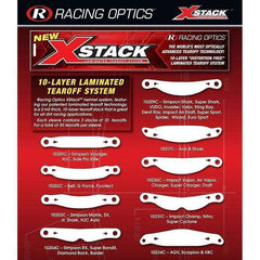 Racing Optics XStack Tear Offs for Simpson Matrix SX Jr. Shark HJC Auto OMP - 10203C - HJC-TEAROFFS