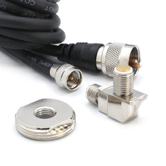 Rugged 15 Ft Antenna Cable with Removable Mini 3/8 NMO Bulkhead Mount