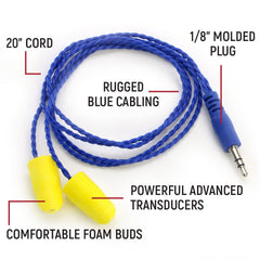 Rugged AlphaBud Foam Earbud Speakers - Mono and Stereo - Stereo