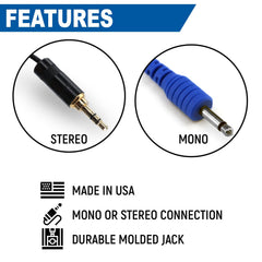 Rugged Challenger Semi-Custom Molded Ear Bud Speakers with 1/8 Plug - Mono