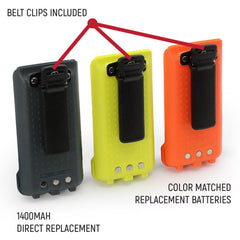 Rugged GMR2 Replacement Battery with 12v Charge Port and Belt Clip - Safety Orange