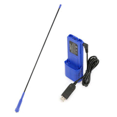 Rugged GO FURTHER BUNDLE - for V3 and RH5R Handheld Radios - Long Range Antenna XL Battery and USB Charging Cable