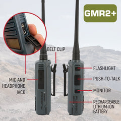 Rugged GMR2 PLUS - GMRS and FRS Two Way Handheld Radio - Safety Yellow