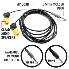 Rugged Sportsman Foam Earbud Speakers - Mono and Stereo - Mono