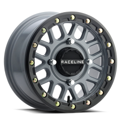 Raceline A93SG Podium 15x6in/4x137 BP/40mm Offset/110.18mm Bore - Grey & Black Ring Beadlock Wheel A93SG-56037+40