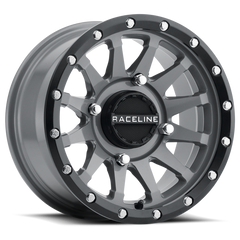 Raceline A95SG Trophy 14x7in / 4x156 BP / 10mm Offset / 132.5mm Bore - Grey & Black Lip Wheel A95SG-47056+10