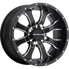 Raceline A77 Mamba 10x5in / 4x110 BP /3+2 18mm Offset / 83.8mm Bore - Black & Machined Wheel A7710511-32