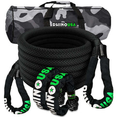 Rhino USA 7/8In X 30Ft Kinetic Rope Recovery Kit W/Soft Shackles (Black) RG-KRKIT78X30-BLK
