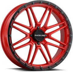 Raceline A11RB Krank-XL 20x7in / 4x156 BP / 0mm Offset / 132.5mm Bore - Red/Black Wheel A11R-20756-00