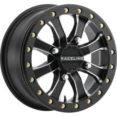 Raceline A71MB Mamba 14x6in/4x156 BP/5+1 40mm Offset/132.5mm Bore - Black & Machined Beadlock Wheel A71MB-46056-51