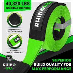 Rhino USA Recovery Tree Saver Strap 4Inx10Ft (Green) RG-TS4X10-GRN