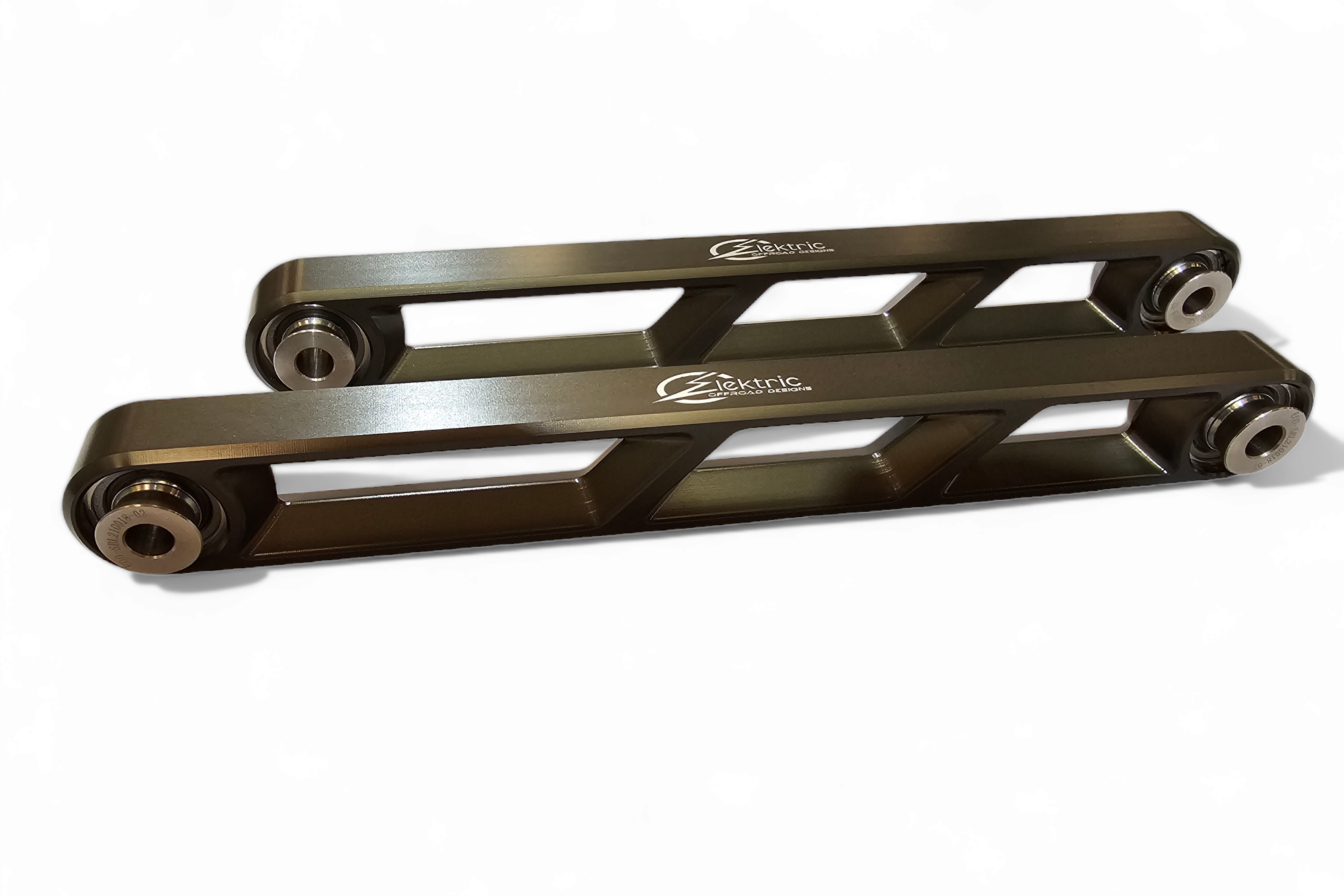 Side view of Polaris RZR Pro XP gunmetal rear sway bar link showing bolt-on mounting