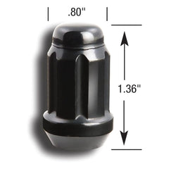 Gorilla Small Diameter Spline Acorn Lug Nut - 12mm x 1.50 Thread Size - Black Finish - Bulk (21138BC)