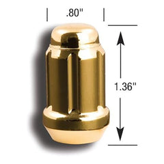 Gorilla Small Diameter Spline Acorn Lug Nut - 12mm x 1.50 Thread Size - Gold Finish - Bulk (21138GD)