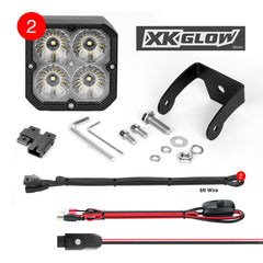 XKGLOW XK Glow XKchrome 20w LED Cube Light w/ RGB Accent Light Kit w/ Controller- Flood Beam 2pc XK065001-FL-KIT