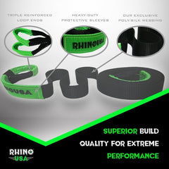 Rhino USA Recovery Tow Strap 2Inx20Ft (Black) RNO-TOWSTRAP220