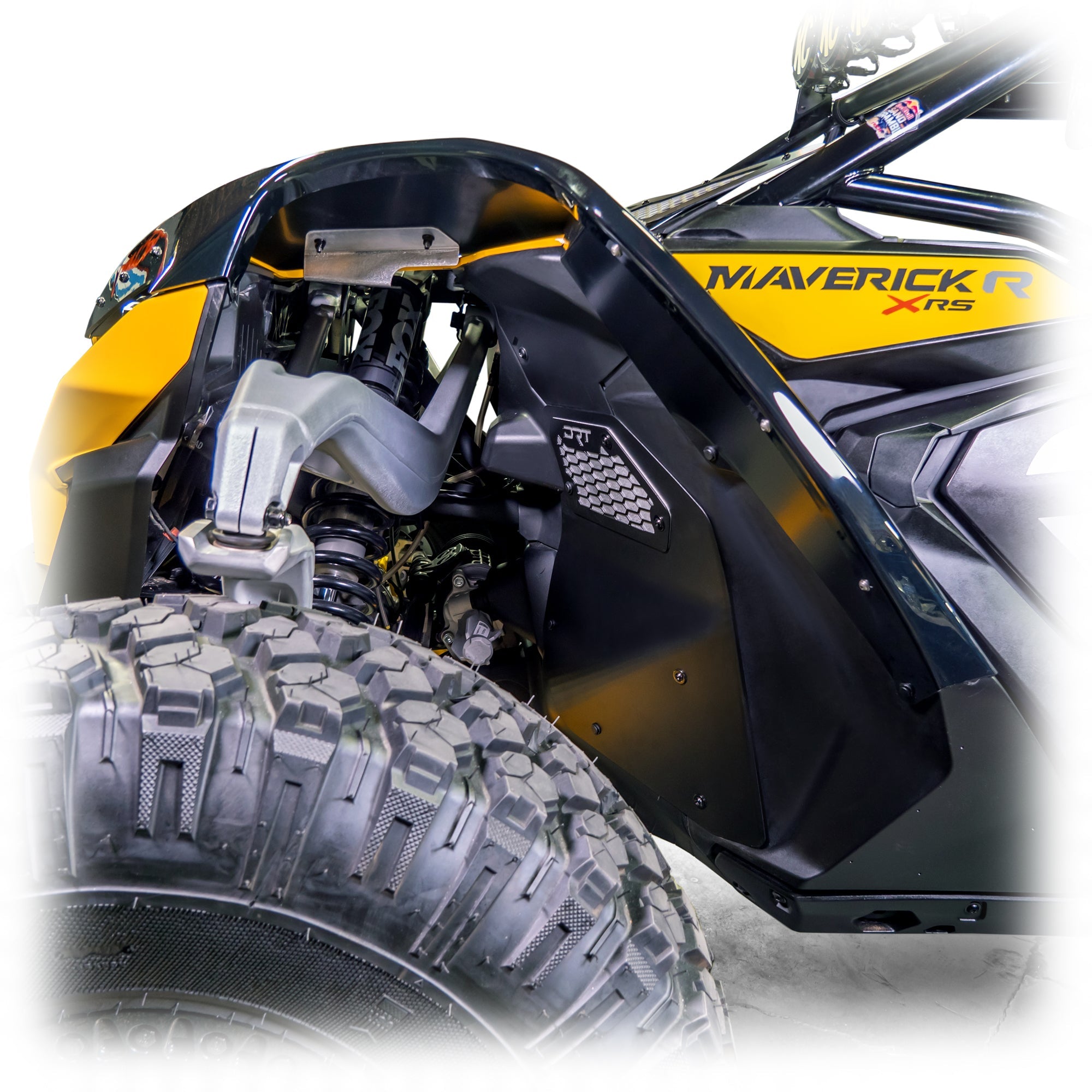 Front fender kit for Maverick R, provides extra protection over suspension components