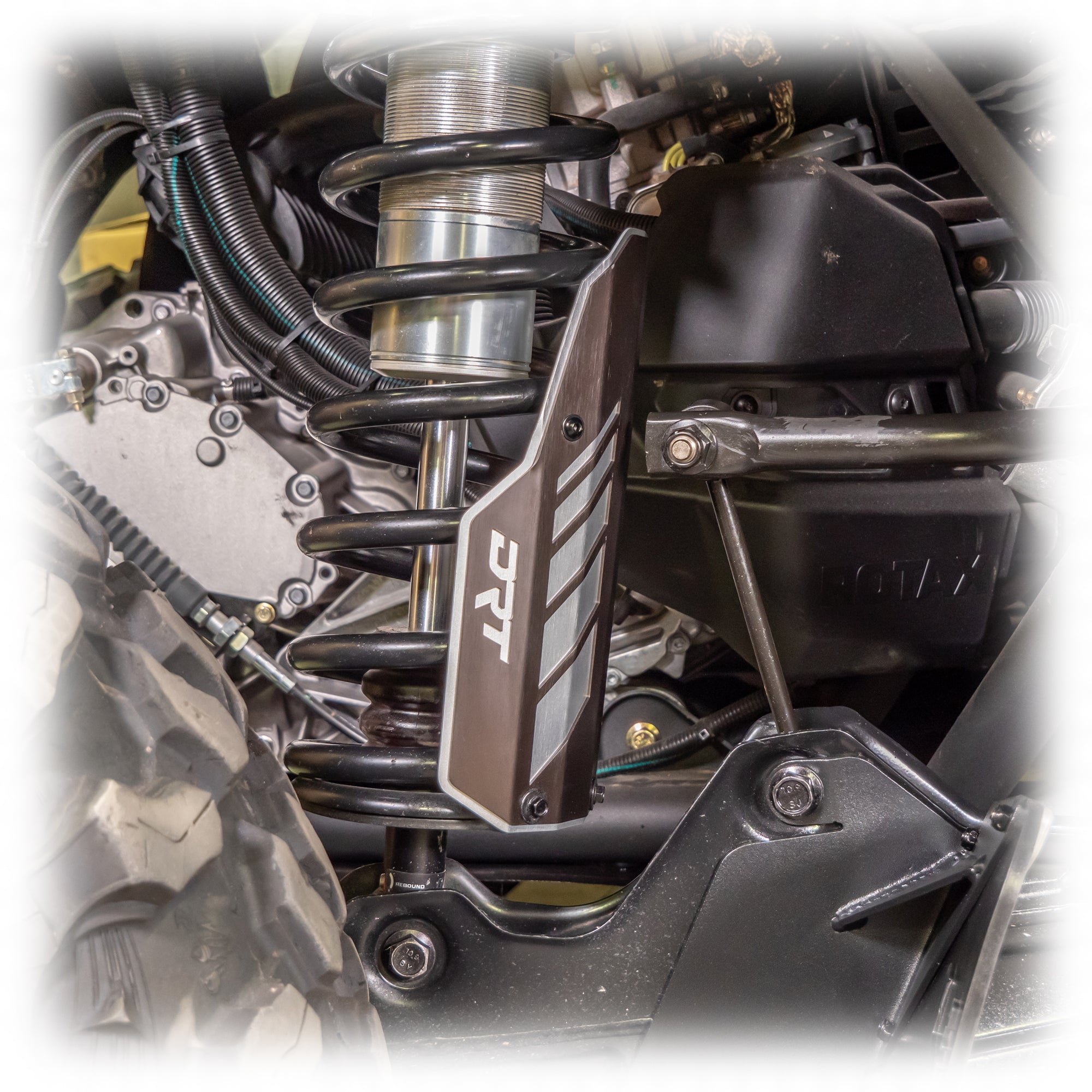 Rear shock shaft protection kit Maverick R / X3, aerospace-grade aluminum, works with Fox Smart-Shox