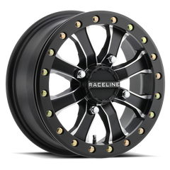 Raceline A71MB Mamba 14x6in/4x137 BP/40mm Offset/110.18mm Bore - Black & Machined Beadlock Wheel A71MB-46037-51
