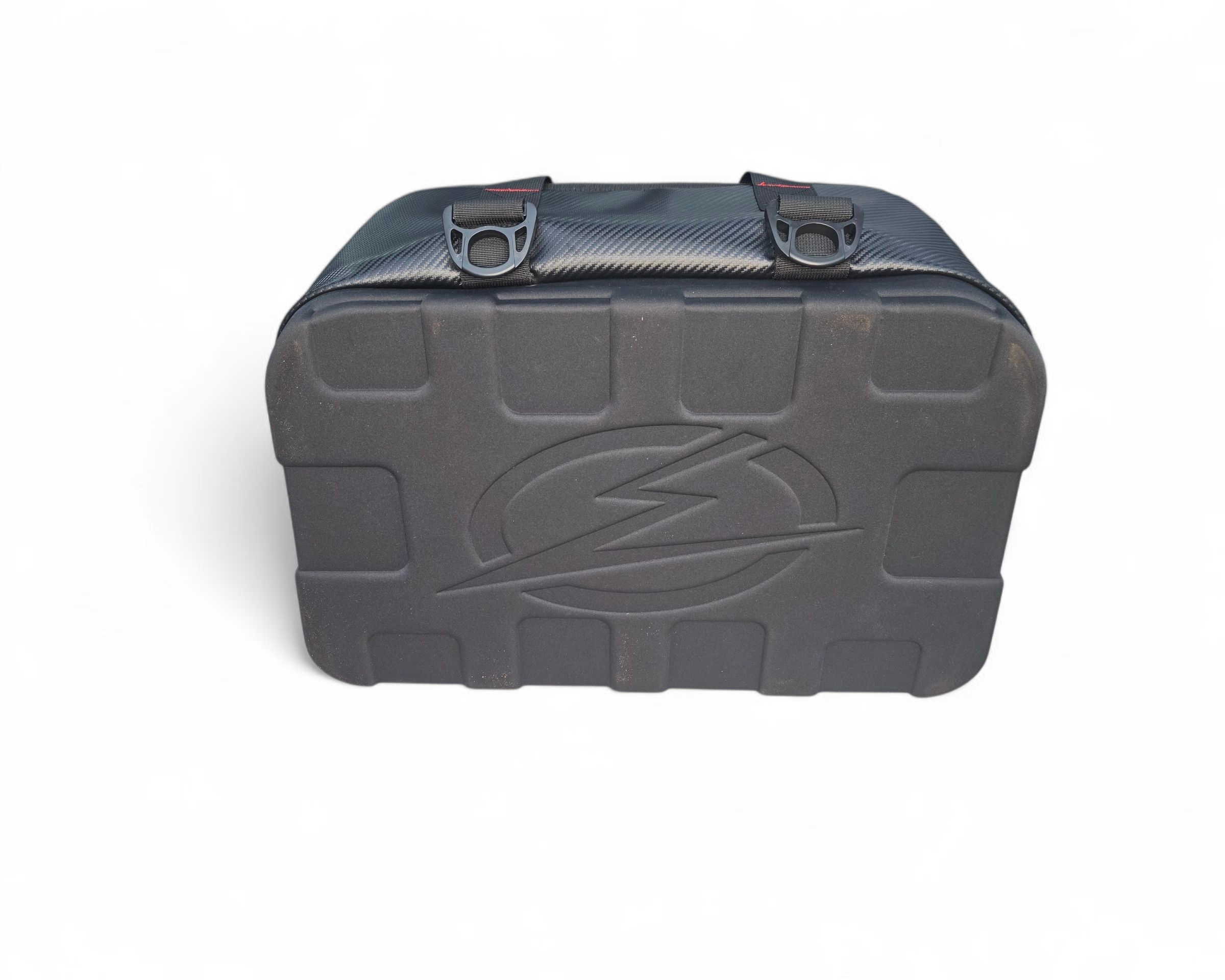 Top view of EOD soft cooler bag showing zipper closure