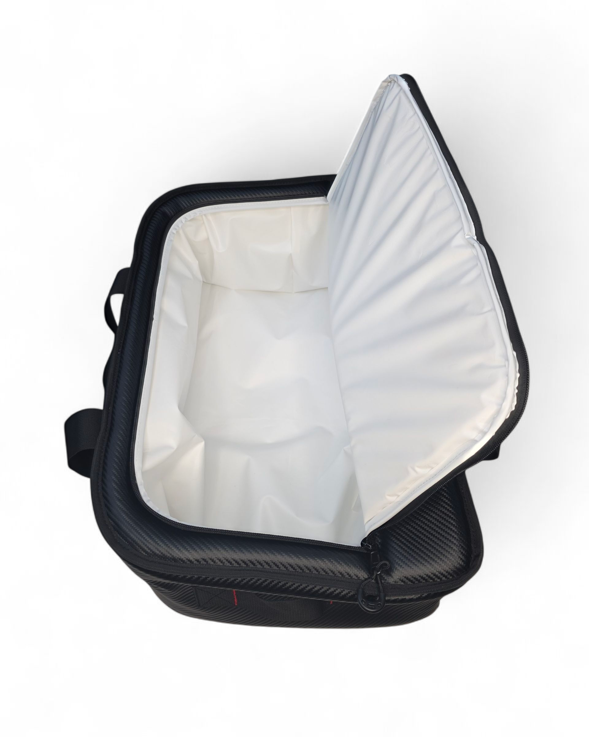 EOD soft cooler bag shown open displaying interior capacity
