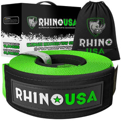 Rhino USA Recovery Tow Strap 3Inx20Ft (Green) RG-TS3X20-GRN