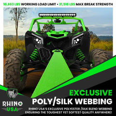 Rhino USA Recovery Tow Strap 3Inx20Ft (Green) RG-TS3X20-GRN