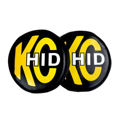 KC HiLiTES 8 in Light Cover - Soft Vinyl - Pair - Black w/ Yellow KC HID Logo 5818