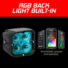 XKGLOW XK Glow XKchrome 20w LED Cube Light w/ RGB Accent Light - Flood Beam XK065001-FL