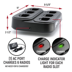 Rugged GMR2 PLUS - GMRS and FRS Two Way Handheld Radios with Bank Charger - 6 Pack