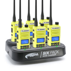 Rugged GMR2 PLUS - GMRS and FRS Two Way Handheld Radios with Bank Charger - 6 Pack