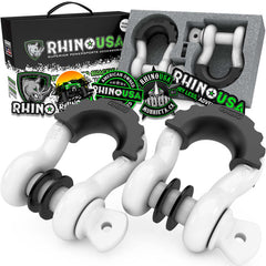 Rhino USA 3/4In D-Ring Shackle Set (2-Pack)(White) RNO-WHT-SHACKLES