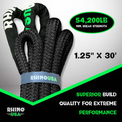 Rhino USA Kinetic Energy Recovery Rope (1.25In X 30Ft) Black KROPE-1.25X30-BLK