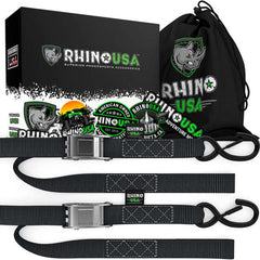 Rhino USA Cambuckle Motorcycle Tiedown Straps 2-Pack (Orange) 1.5In X 8Ft RNO-CAMSOFT-ORG