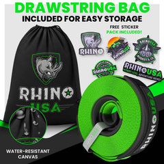 Rhino USA Recovery Tow Strap 4Inx30Ft (Green) RG-TS4X30-GRN
