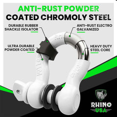 Rhino USA 3/4In D-Ring Shackle Set (2-Pack)(White) RNO-WHT-SHACKLES