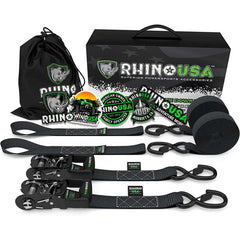 Rhino USA Heavy Duty Ratchet Tie-Downs 2-Pack (Black) 1.6In X 8Ft GRLA-TDWN-SET